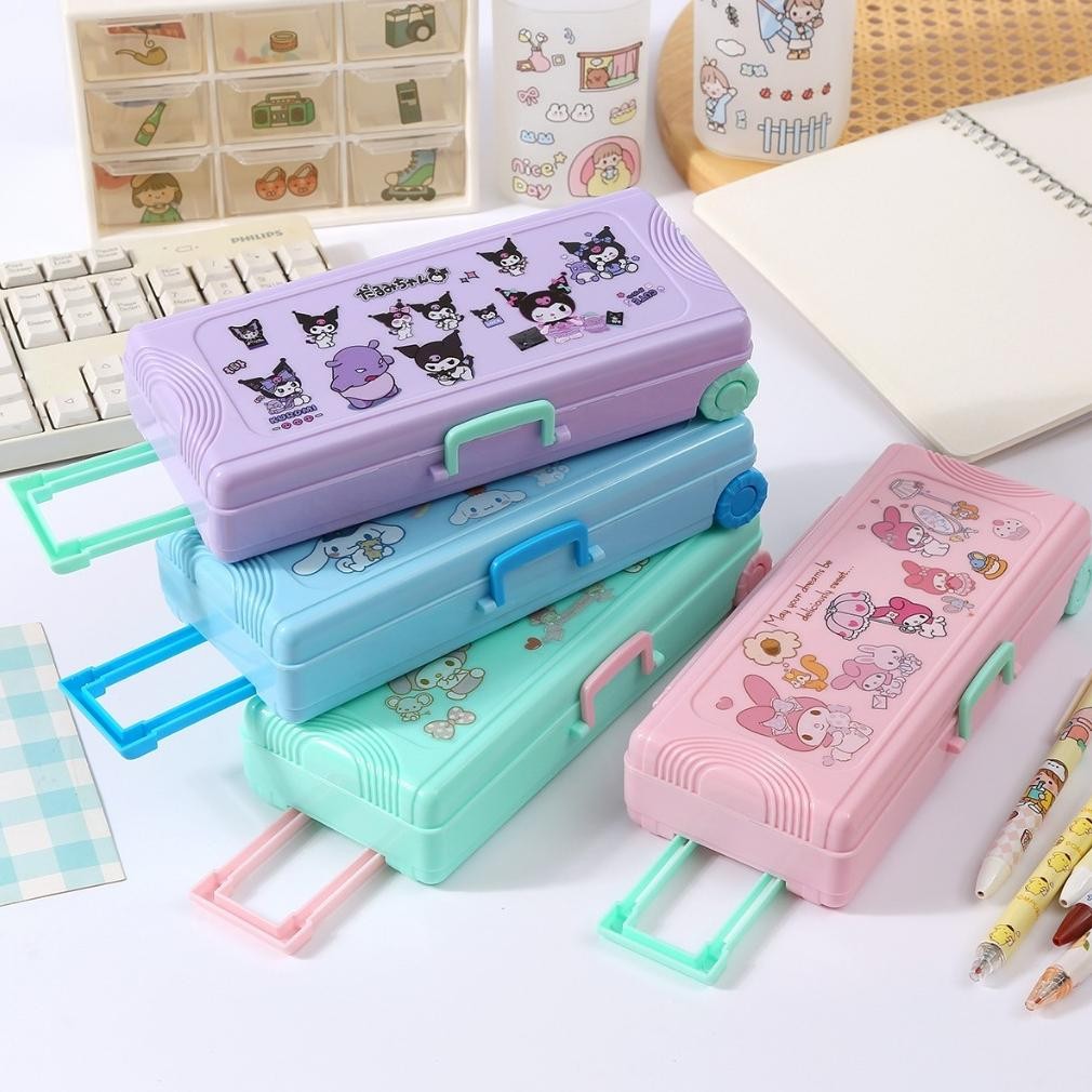 

*MURAH^ Large Capacity Kawaii Pencil Cases + sanrio stiker for Girls Office Student Stationery Organizer School Supplies TU26