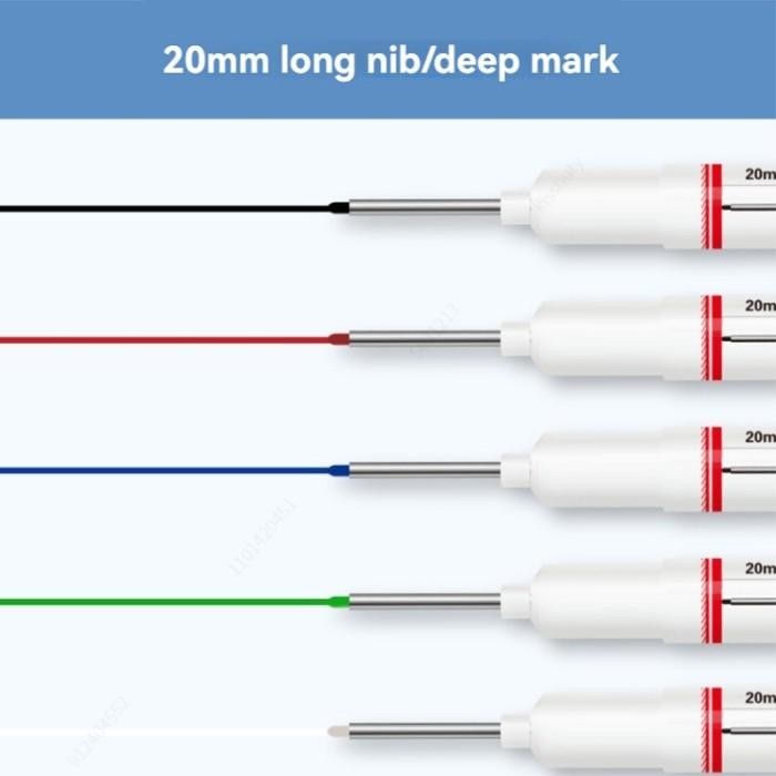 

5Pcs Spidol Marker Spidol Tukang Kepala Panjang Long Head Long Nib Marker Multiguna