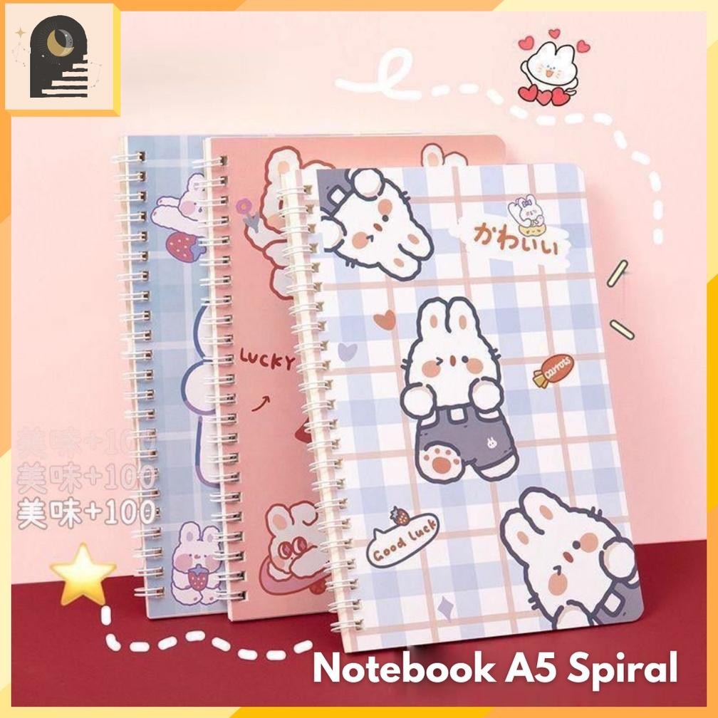 

Ox04 Murah Meriah Either.Id - Notebook A5 Buku Tulis Spiral Motif Lucu Aesthetic Garis Buku Catatan