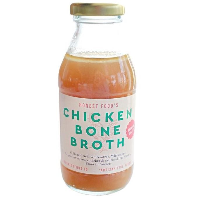 

Chicken Bone Broth Honestfood (Kaldu Ayam Premium) - 1 botol kaldu ayam, MPASI, bahan masakan Soup bakso kuah, sup mie kuah, no Msg, no Instan, Bumbu masak Kari