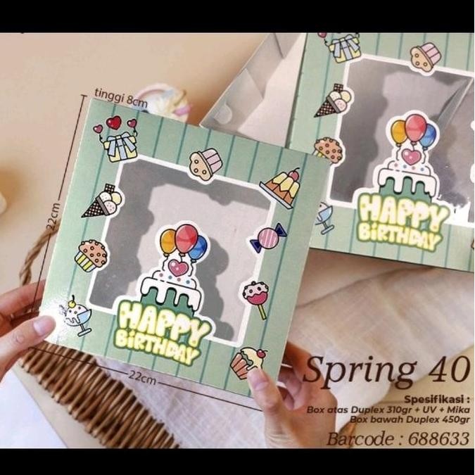Diskon 5Pcs Box Kue Birthday 22X22 Box Kue Ultah 22X22 Box Kue 22X22 X8Cm Box Baby Girl Box Baby Boy