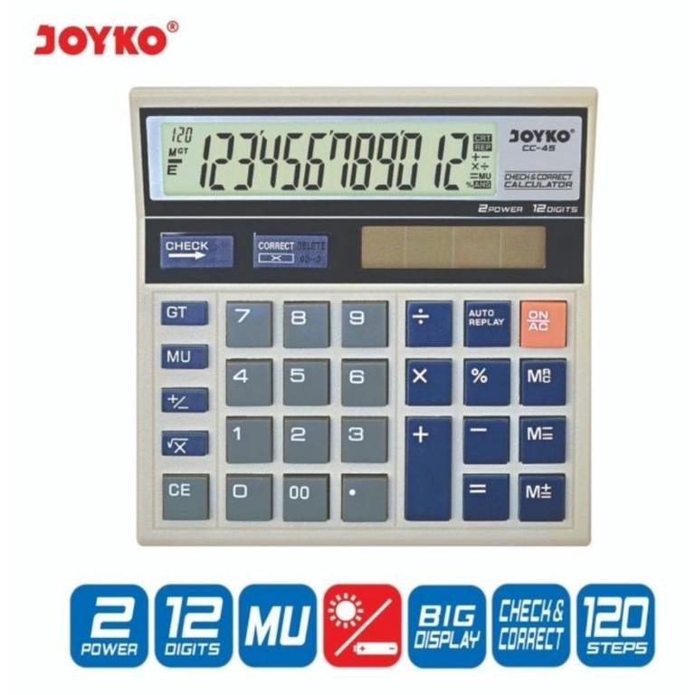 

fn-56 nl-8 Kalkulator JOYKO CC-45 ORI CHECK CORRECT - Calculator 12Digit CC45 Original Premium