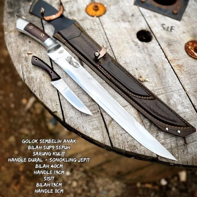 Golok Sembelih Satu Set 40Cm Baja Sup9 Sepuh Super Tajam New Stok
