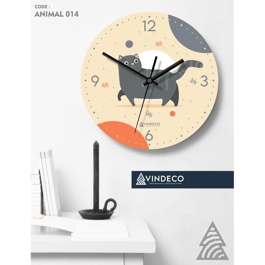 JAM DINDING KAYU / KUCING / CAT / SCANDINAVIAN / HOMEDECOR / ANIMAL