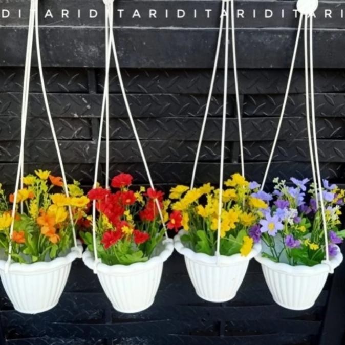 Bunga hias plastik bunga aster bunga krisan plastik pot gantung hias