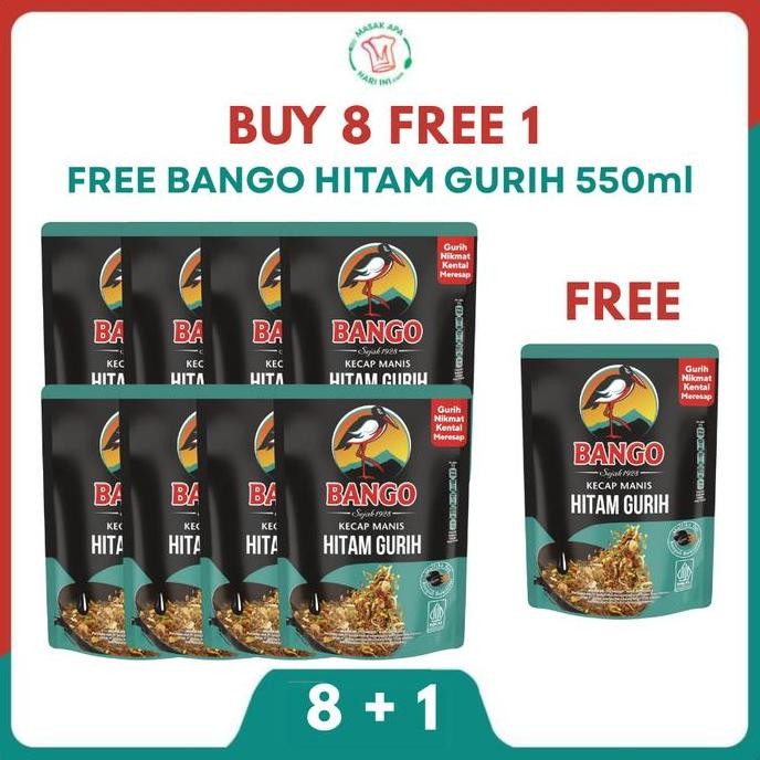 

Terbaru [BUY 8 FREE Bango 550gr] Bango Kecap Manis Gurih 550ml Isi 8