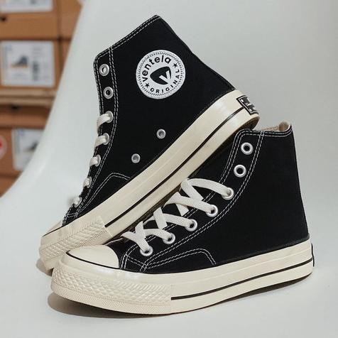 SEPATU VENTELA BTS HIGH BLACK IN WHITE SEPATU VENTELA BTS TINGGI PRIA WANITA SEKOLAH COD