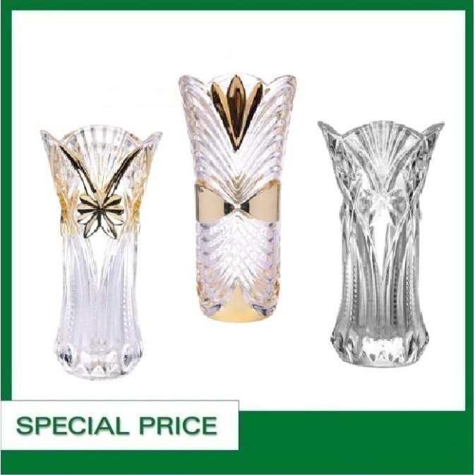 Vase Pot Bunga Kaca Kristal Cantik 24 cm Home