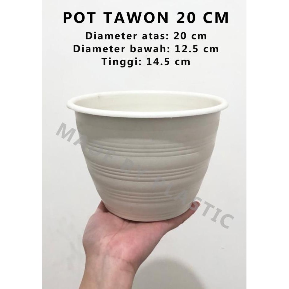 Pot Tawon Putih 20 cm | Pot Bunga Putih 20 | Pot Plastik 20