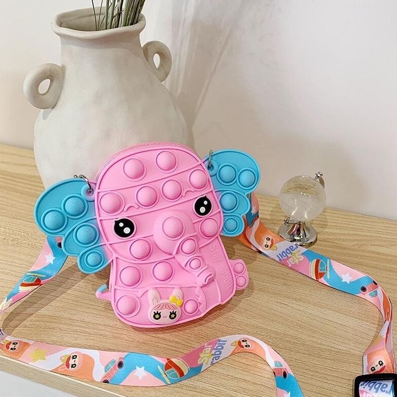 TAS ANAK POP IT FASHION SELEMPANG GAJAH/ TAS POP IT IMPORT ANAK