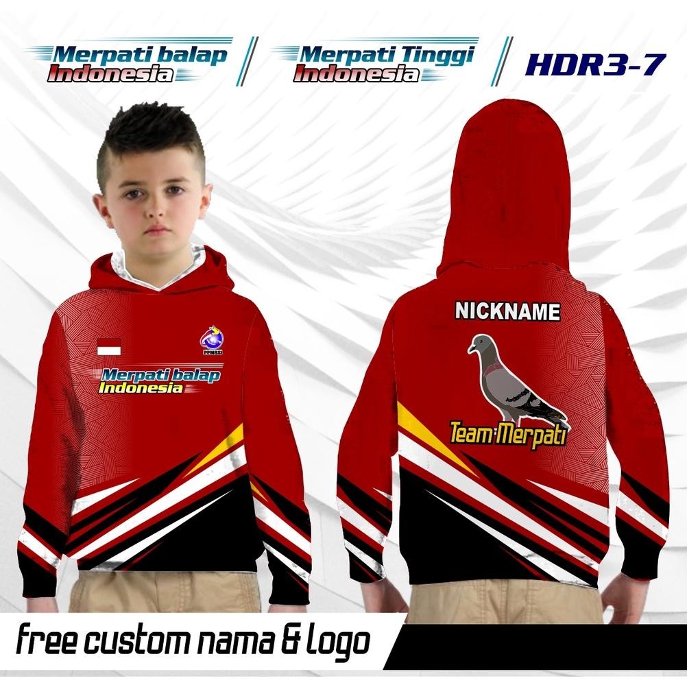 JERSEY HOODIE ANAK BAJU MERPATI BALAP TINGGI KAOS TEAM MERPATI LENGAN PANJANG