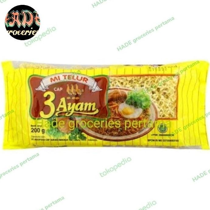 

Terlaris Mie Telor Cap 3 Ayam 200Gr Mi Telur (Chat U /Dus)