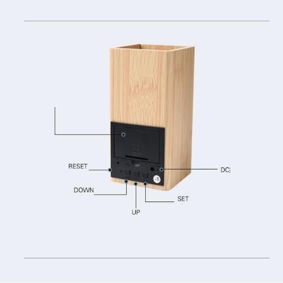 

Jam Meja Motif Kayu Kotak Pensil Taruh Pulpen JD-18 Jam Digital LED Jam Weker Desain Motif Kayu Wooden Clock H24S