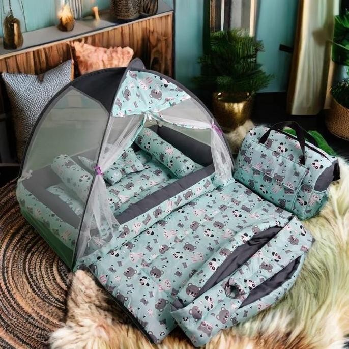 Kasur Bayi kelambu Free Bedcover+ Tas & Gendongan | kasur bayi 1 set lengkap | Kasur bayi empuk | Ge