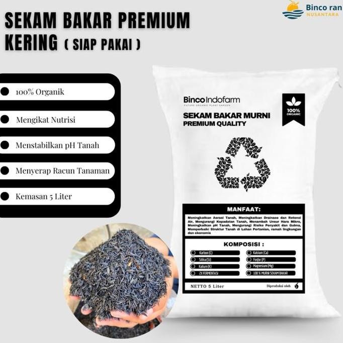 

Terlaris Sekam Bakar Premium 5 Liter Untuk Media Tanaman 100% Original Tanah Padi Abu Hitam
