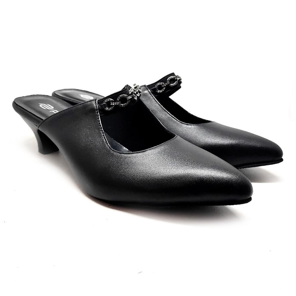 Best Pollux Wpoaq 100 Selop Heels | Mules Heels | Selop Wanita Bahan Kulit Heels 3Cm