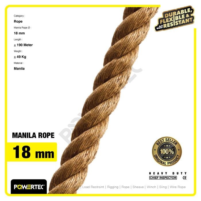 

Tali Tambang Manila Rope 18Mm X 190M X 49Kg Tampar Dadung Powertec Original Dan Terpercaya
