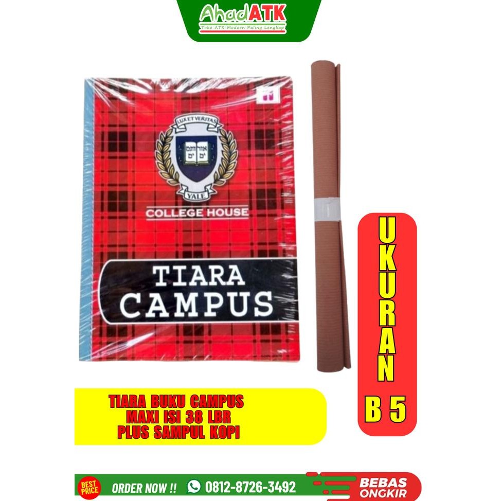 

SALE! BUKU TULIS TIARA MAXI CAMPUS B5 FREE SAMPUL BUKU COKLAT