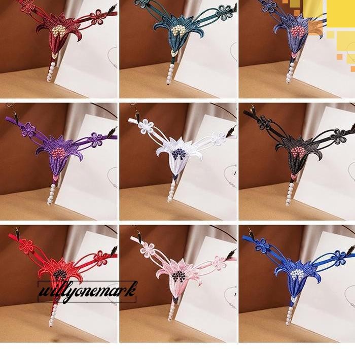 G STRING WANITA SEXY MUTIARA THONG BERTALI BORDIR LINGERIE SEKSI C229 PALING MURAH