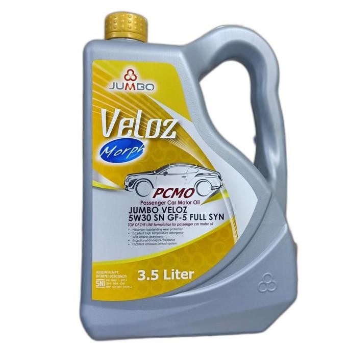 Oli Mesin Jumbo Veloz 5W30/5W-30 Api Sn Gf-5 Full Syn (3.5 Liter) Baik