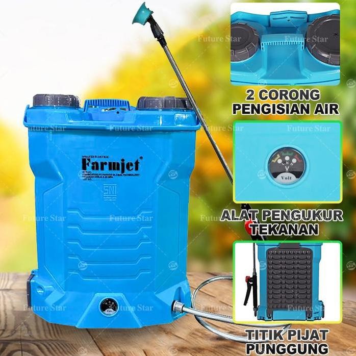 

Terlaris Sni Merek Farmjet Guarantee Original Sprayer Elektrik Tangki 16 Liter Alat Semprot Tangki Semprotan Tanaman Hama Padi Otomatis Air Pressure Multi Manual Sprayer 2 In 1 Electric