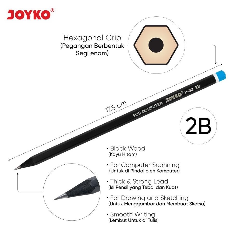 

wd-54 qw-45 DIJUAL LUSINAN Joyko Pencil P-92 2B / Joyko Pensil 2B P-92 Original Hemat