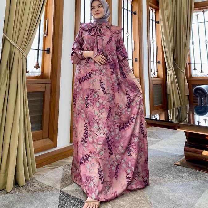 LNY Sierra Gamis Wanita Sutra Silk Model Kerah Korea All Size XL Mewah