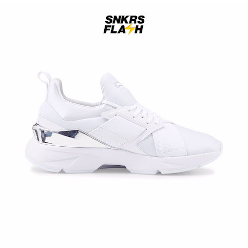 PUMA Muse X5 Metal White Silver Sepatu Sneakers Wanita - 38395402