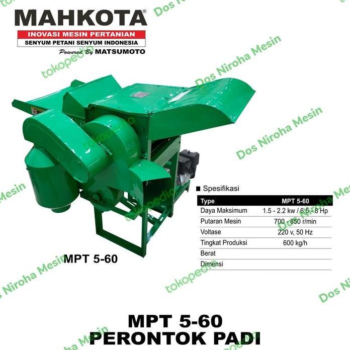 

Terlaris Mesin Perontok Padi Mahkota Mpt 5-60 Tanpa Mesin Penggerak Free Ongkir