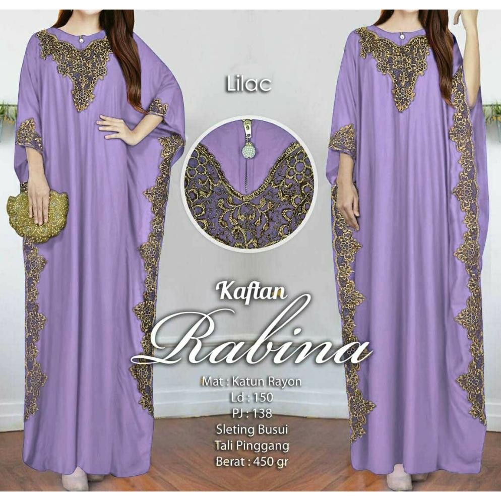 Kaftan Rabina / Baju Kaftan Lebaran / Kaftan Jumbo Xxxl / Gamis Wanita Muslim Kaftan Mewah