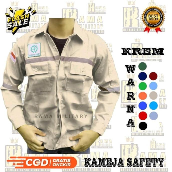 Wearpack Atasan Pria Pendek Panjang Wanita Proyek Safety Warna Baju Krem New Stok