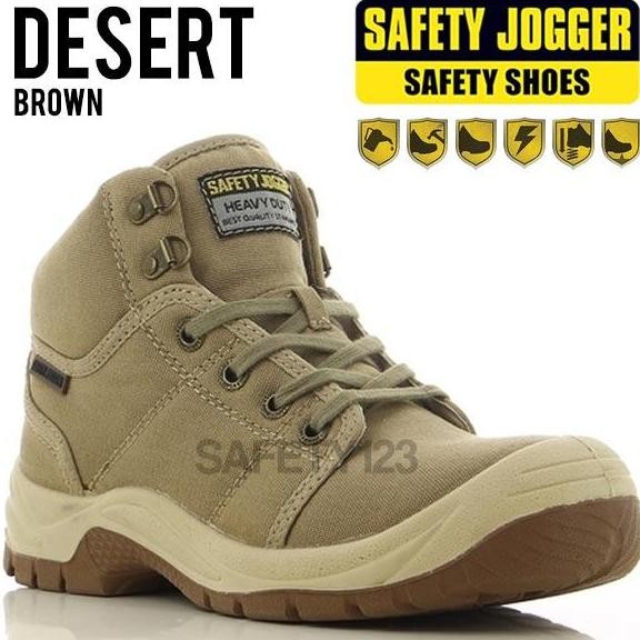Jogger Desert Brown Sepatu Safety Shoes Casual Sporty Sand