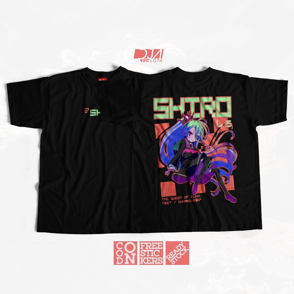 Kaos SHIRO KUHAKU SORA NO GAME NO LIFE BAJU JEPANG ANIME MANGA T-Shirt DJA CLOTH TEE