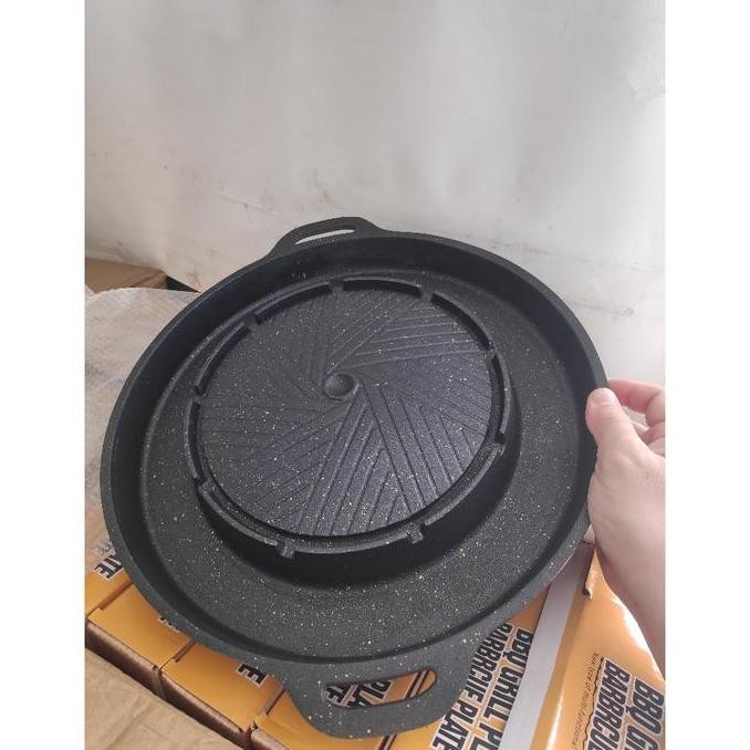 BBQ Plate Korean / Grill Pan Korea Barbecue Multifungsi Alat Steamboat Shabu Hot Pot Grill Pan Marbl