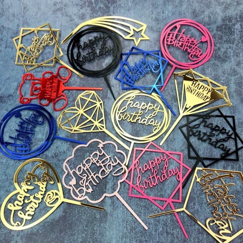 WK TOPPER HAPPY BIRTHDAY AKRILIK MURAHISI 10 PCS /  AKRILIK GROSIR