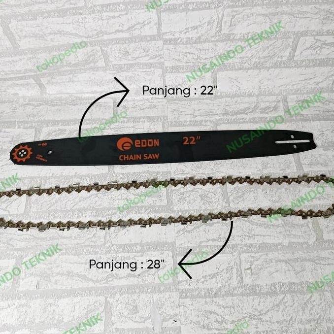 EDONPaket Guide bar Chainsaw 22" bar Plat dan Rantai sparepat chainsaw BEST SELLER