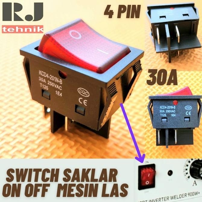 Promo Switch Saklar Mesin Las Las MMA Inverter On Off 4 Pin Kaki 30A Merah Travo Las 30 A COD