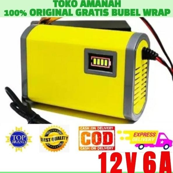 Charger Aki Cas Accu Mobil Motor 12V 6A Portable Otomatis 12 Volt