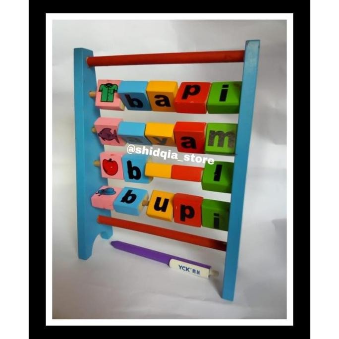 Mainan Kayu Edukasi Sempoa Suku Kata Peraga Baca APE anak PAUD TK L21JA
