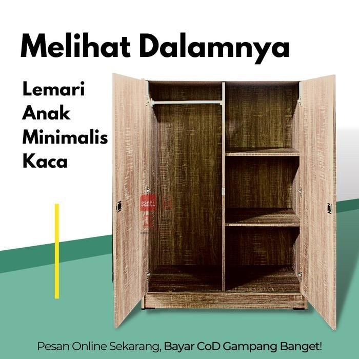 Lemari Pakaian Anak 2 Pintu Rak + Hanger Minimalis Olympic Original Dan Terpercaya