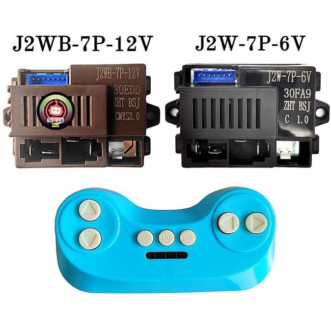 Terjangkau Remot Receiver Mobilan Aki J2Wb-7P-12V / J2W-7P-6V Remote Biru J2W