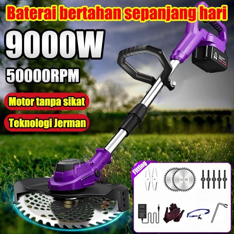 Teknologi Jerman Daya tinggi 9000W berkualitas tinggi Mesin Potong Rumput Baterai dg roda Mesin pemo