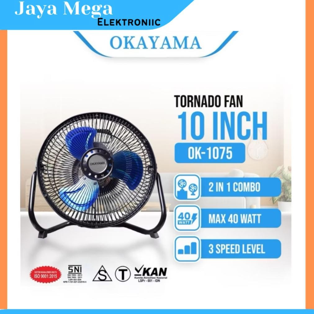 OKAYAMA 10 inch Kipas Angin Tornado Meja Lantai OK-1075
