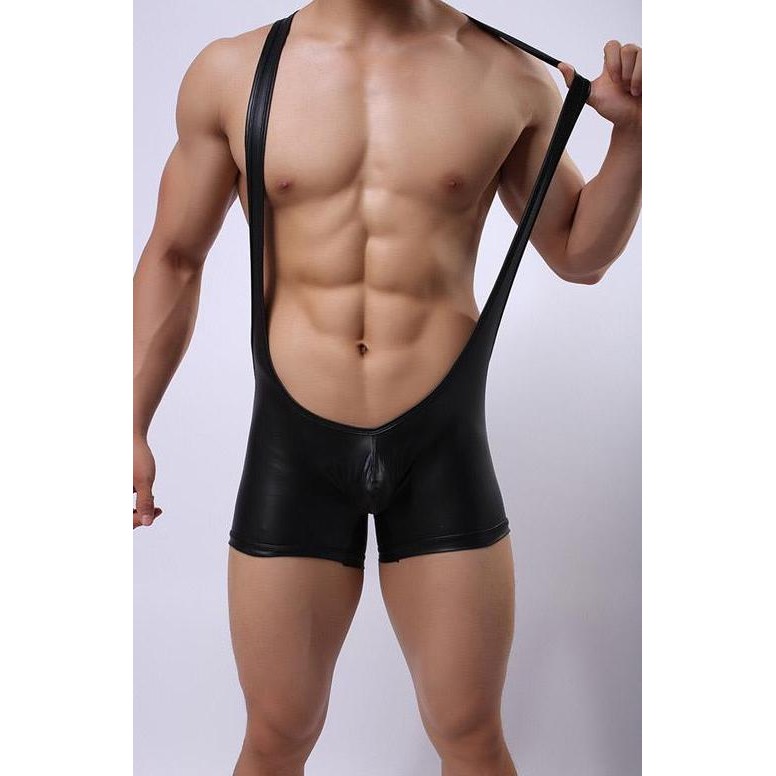 Baju Gulat Pria Black Latex | Men Lingerie | Baju Latex | Baju Dance