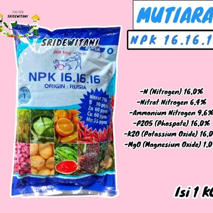 

Terlaris Pupuk Npk Mutiara 16.16.16 Pak Tani Su 1 Kg Kemasan Pabrik Tanaman Padi Kebun