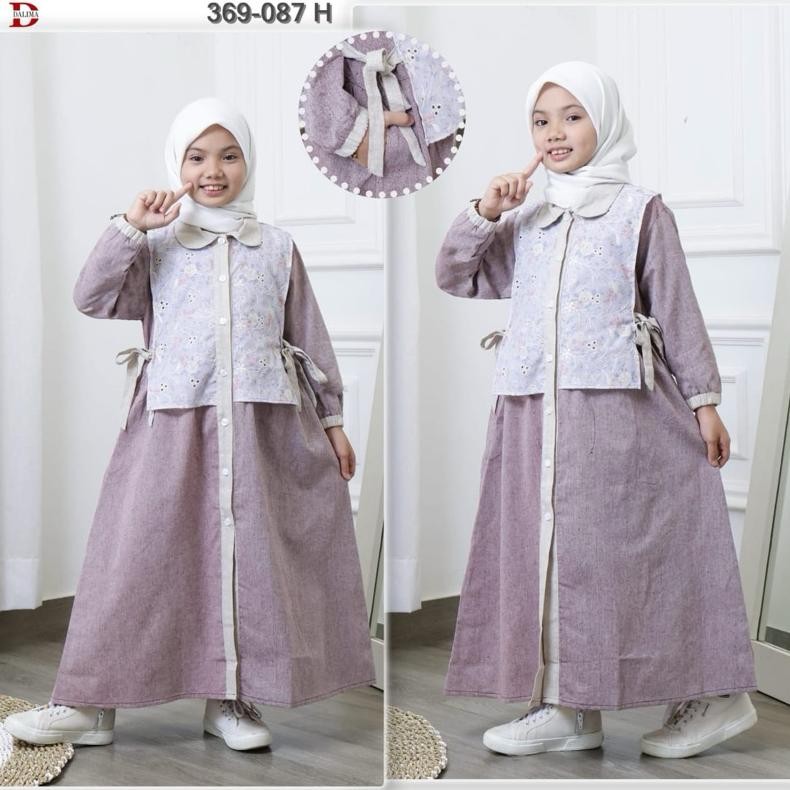Promo (Size Xl)Gamis Katun Kombinasi Anak Dalima Kids By Semut Berkualitas