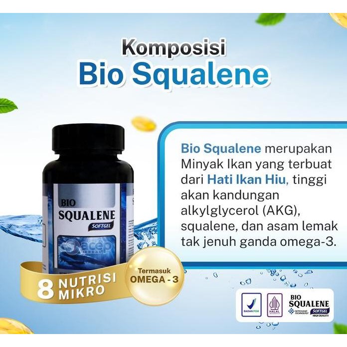 

Terlaris Bio Squalene Ekstrak Minyak Hati Ikan Hiu Bpom & Halal Mui Suplemen Omega 3 Vitamin Herbal Untuk Pengapuran Tulang Dan Sendi Keropos Nyeri Lutut Kopong Sakit Pinggang Kaki Bengkak Asam Urat Rematik Encok Pegal Linu Dll