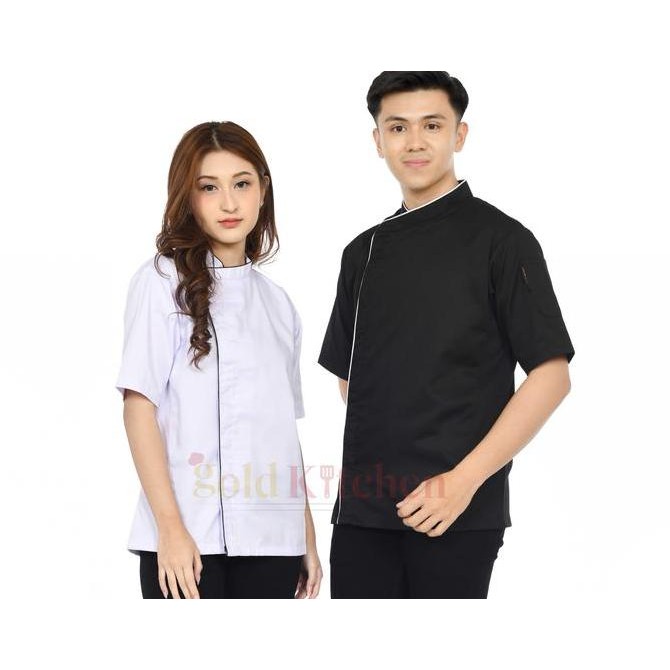 Baju Chef Baju Koki Chef Jakcet Seragam Kerja Pria Wanita Lengan Pendek Coklat Hitam Putih Safety Mo