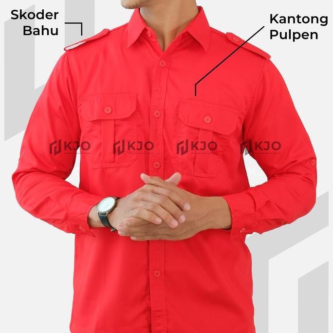 Pdl Baju Kemeja Seragam Kerja Pakaian Dinas Lapangan Merah Bordir New Stok