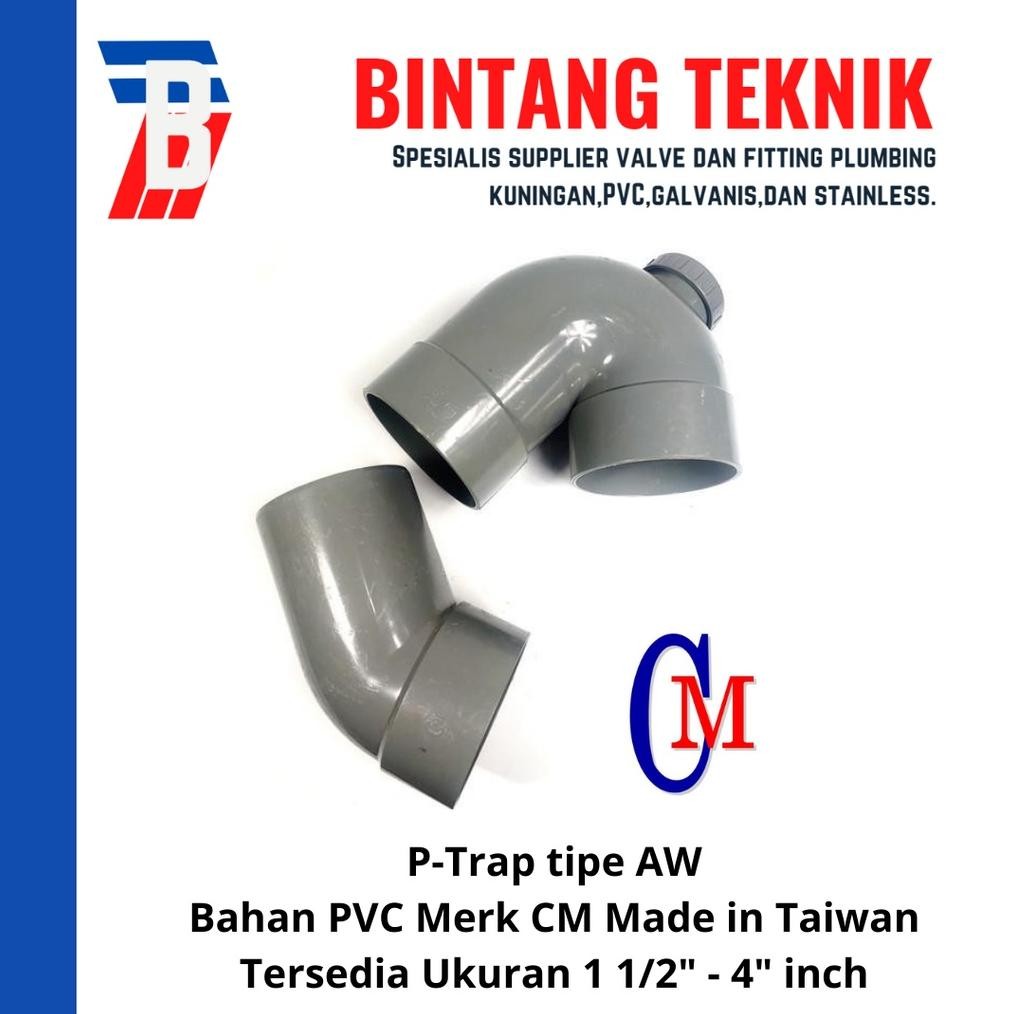 PJ P-Trap 2" inch PVC AW Merk CM Taiwan
